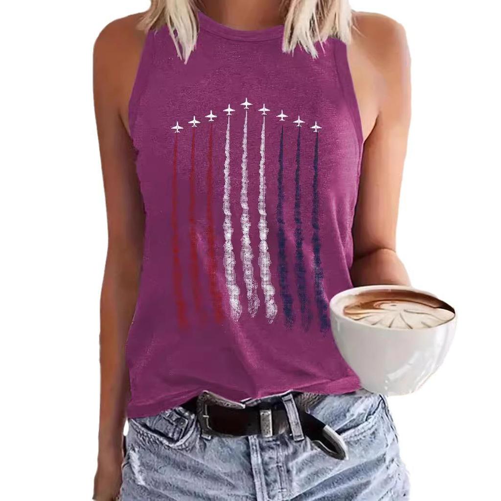 Unabhängigkeitstag Ärmelloses Rundhals-Pullover-Top für Damen