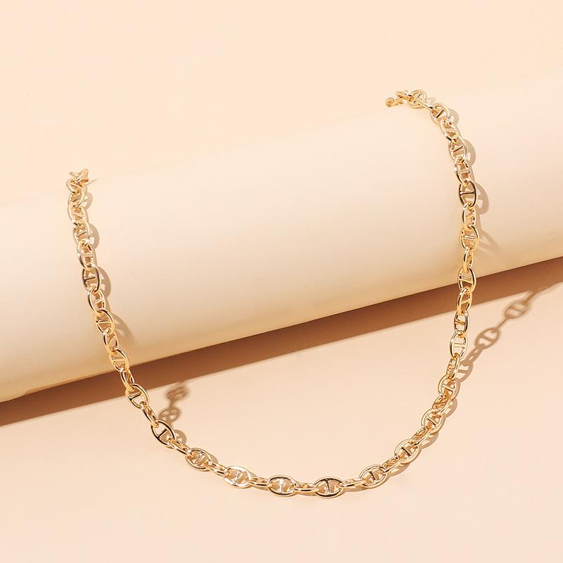 Cool Tone Minimal Stackable Necklace, Hip Hop Choker Clavicle Chain