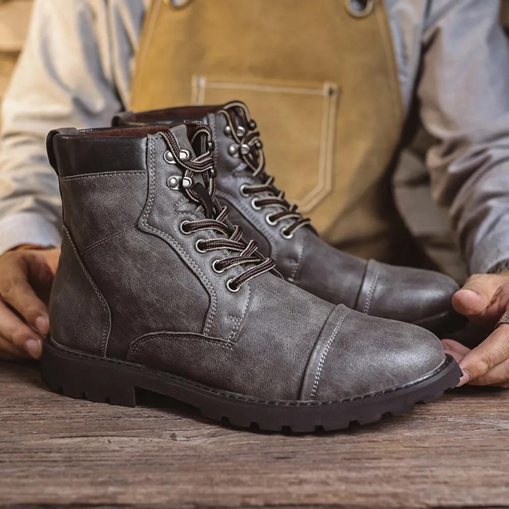 Новые мужские ботинки Трендовая мужская обувь Осенняя и зимняя обувь Мужские ботильоны — фото 6