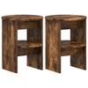 Side Cabinet 2 Pcs Smoked Oak Ø40 X 50 Cm Engineered Wood