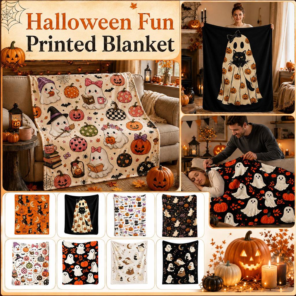 Halloween Throw Blanket Single-Sided Print Decor 70 cm for Bed Sofa