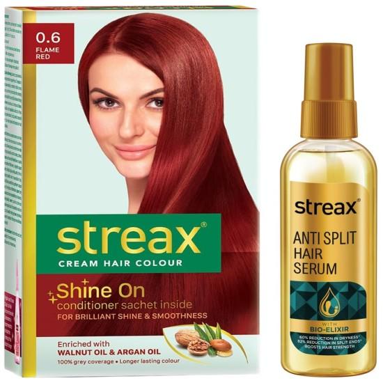 Streax Permanent Hair Colour, 100% Grey coverage Anti Split Hair serum, 100 ml I with Bio - Elixir I Controls split ends I 82% reduction in Split