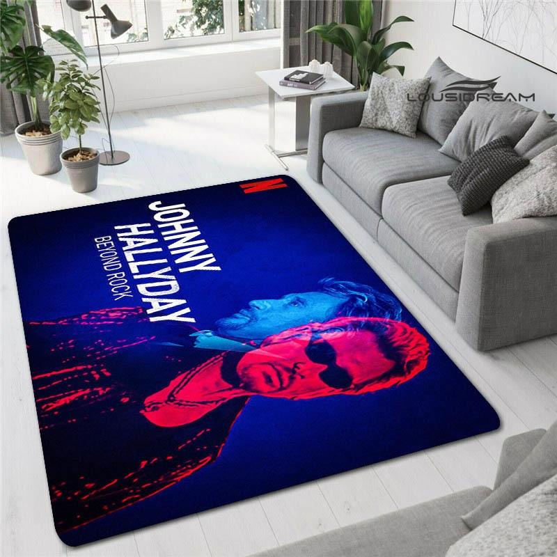 Französischer Rockstar Johnny Hallyday bedruckter Teppich, Spielzimmer, Wohnzimmer, Schlafzimmer, rutschfester Teppich, Fotografie-Requisiten, Geburtstagsgeschenk
