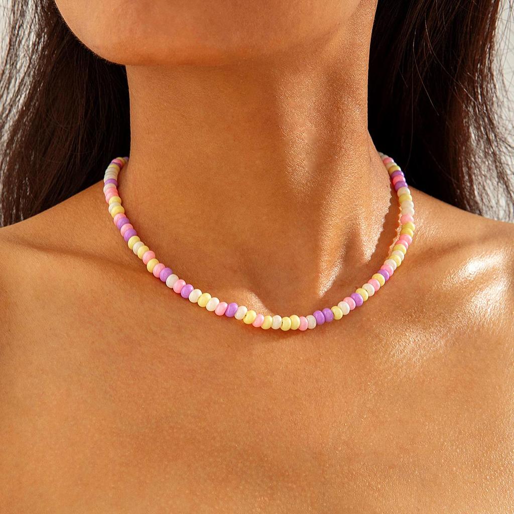 1PCS New Candy Colored Bead Necklace, Sweet and Cute for Women, Suitable for Daily Wear and Gatherings