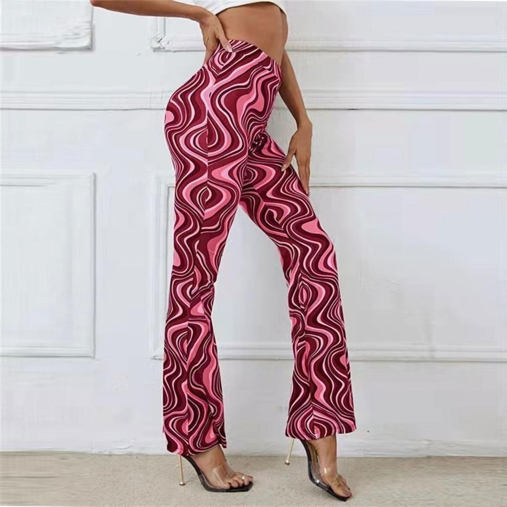 Women's Spring And Corrugated Yoga Leisure Elastic Waist Flared Pants