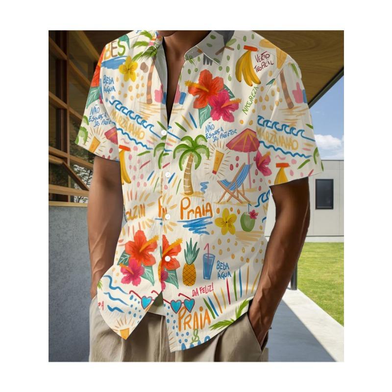 Vintage Hawaiian Print, Trendy Tropical Hawaiian Shirt - Short-Sleeved, Casual Button-Up Men S Shirt, Lightweight for Summer Adventures XS