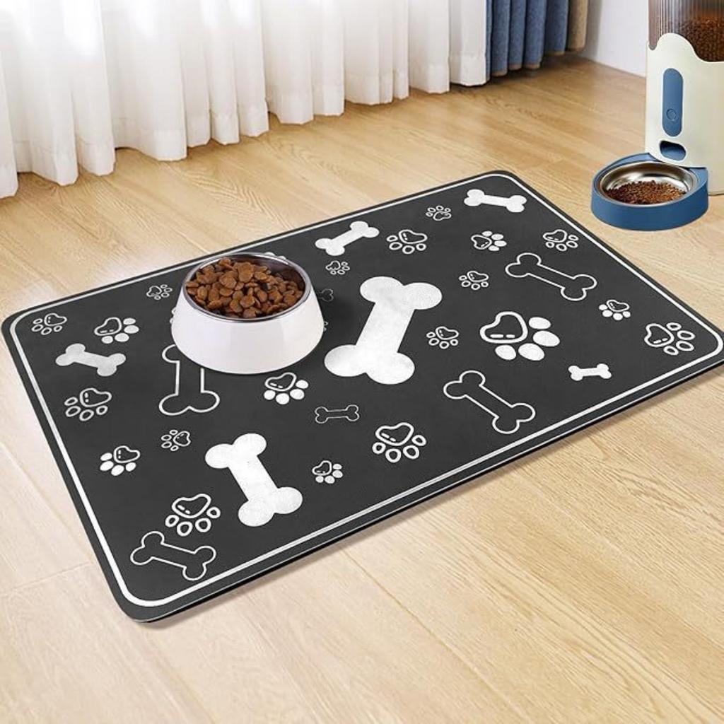 50*80 Quick Drying Diatomaceous Earth Pet Feeding Mat - Splash Proof, Absorbent, Easy To Clean, Suitable for Dogs and Cats, Washable