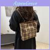 Stylish High-quality Tote Bag For Women In Trendy Plaid Design With Cartoon Dog Print
