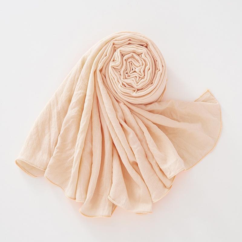 

190x90cm Solid Scarf Crinkle Stretch Head Wrap Cotton Blend Shawl Lightweight Wrinkle Resistant Fashion Accessory All Season 190x90cm розовый