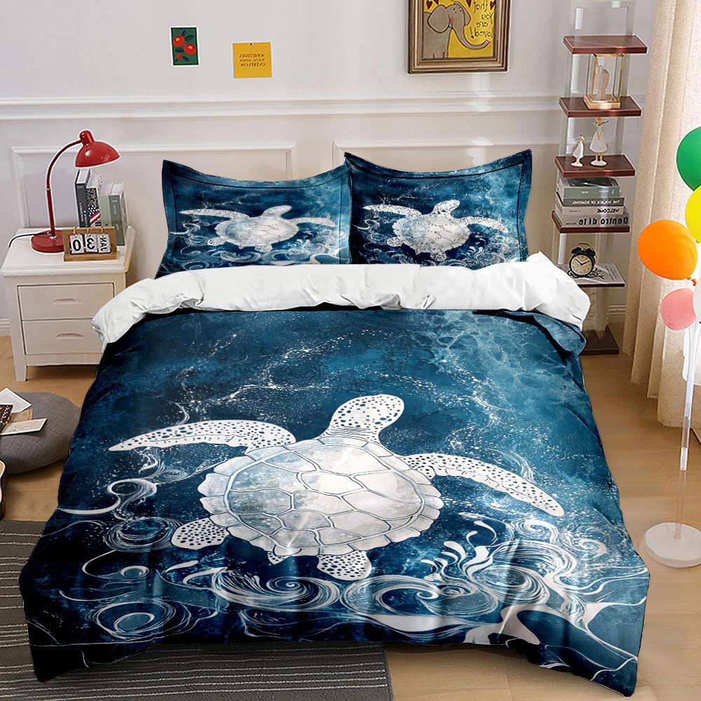 Sea turtle with waves. Bedding sets Duvet cover sets Duvet covers Pillowcases(1 * Duvet Cover 2 * Pillowcases without duvet insert)