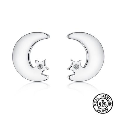 925 Sterling Silver Stud Earrings Lovely Snow Flake Dolphin Moon Star Music Note Cat Starfish Women Girl Gift Fine Jewelry