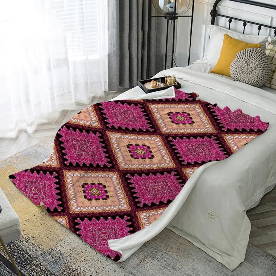 Geometric Pattern Blanket Microfiber Flannel Cover Blanket Bedroom Living Room Sofa Soft And Comfortable Home Decoration