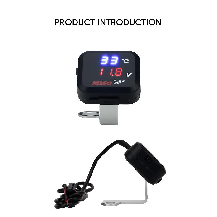 3in1 Mini Water Temperature Gauge Voltmeter Motor Phone USB Charger Emergency Charging LCD Digital Display Universal For KTM