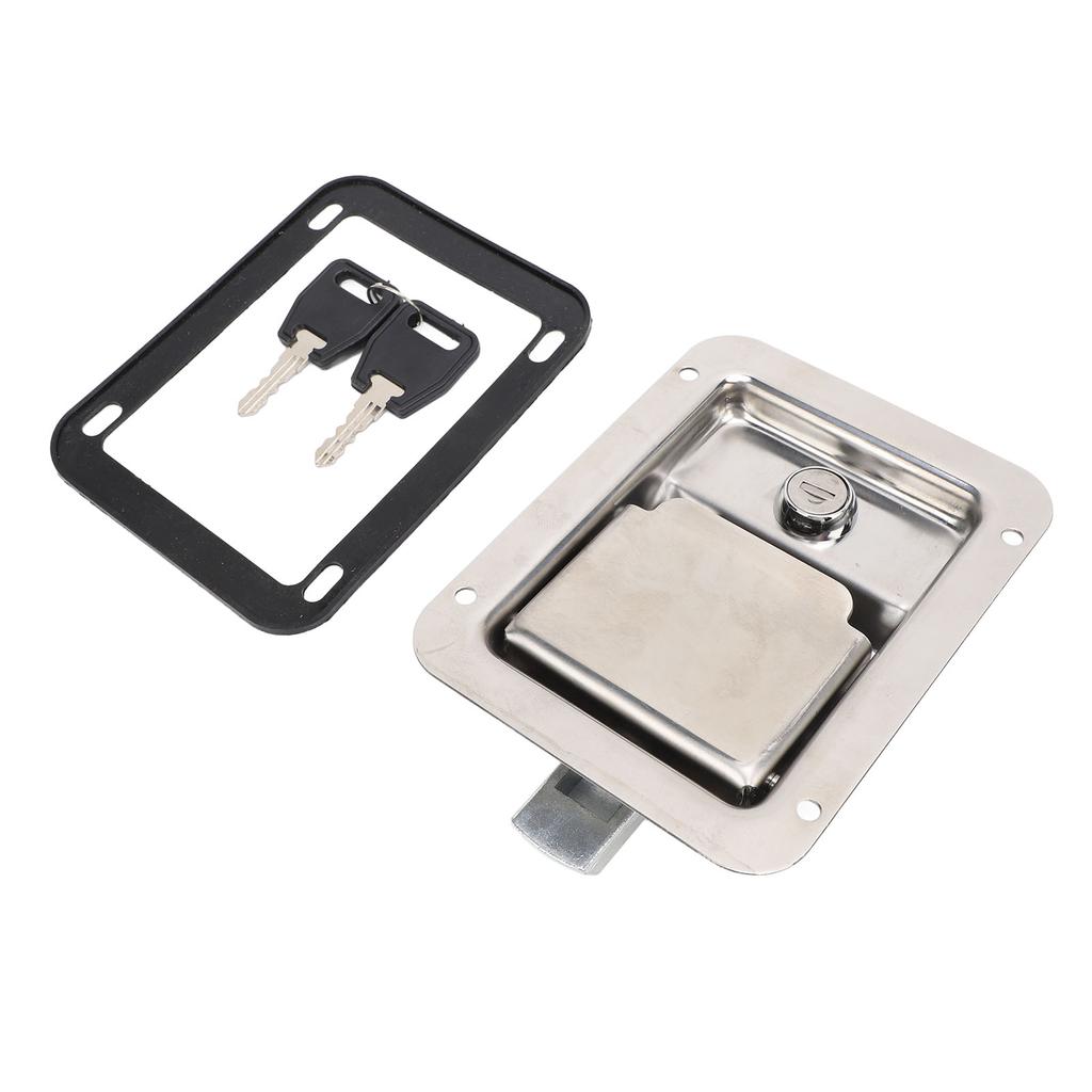 Tool Box Latch Stainless Steel 5.5x4.3in Flush Mount RV Toolbox Handle Lock with Keys Gasket for Caravan Truck RV