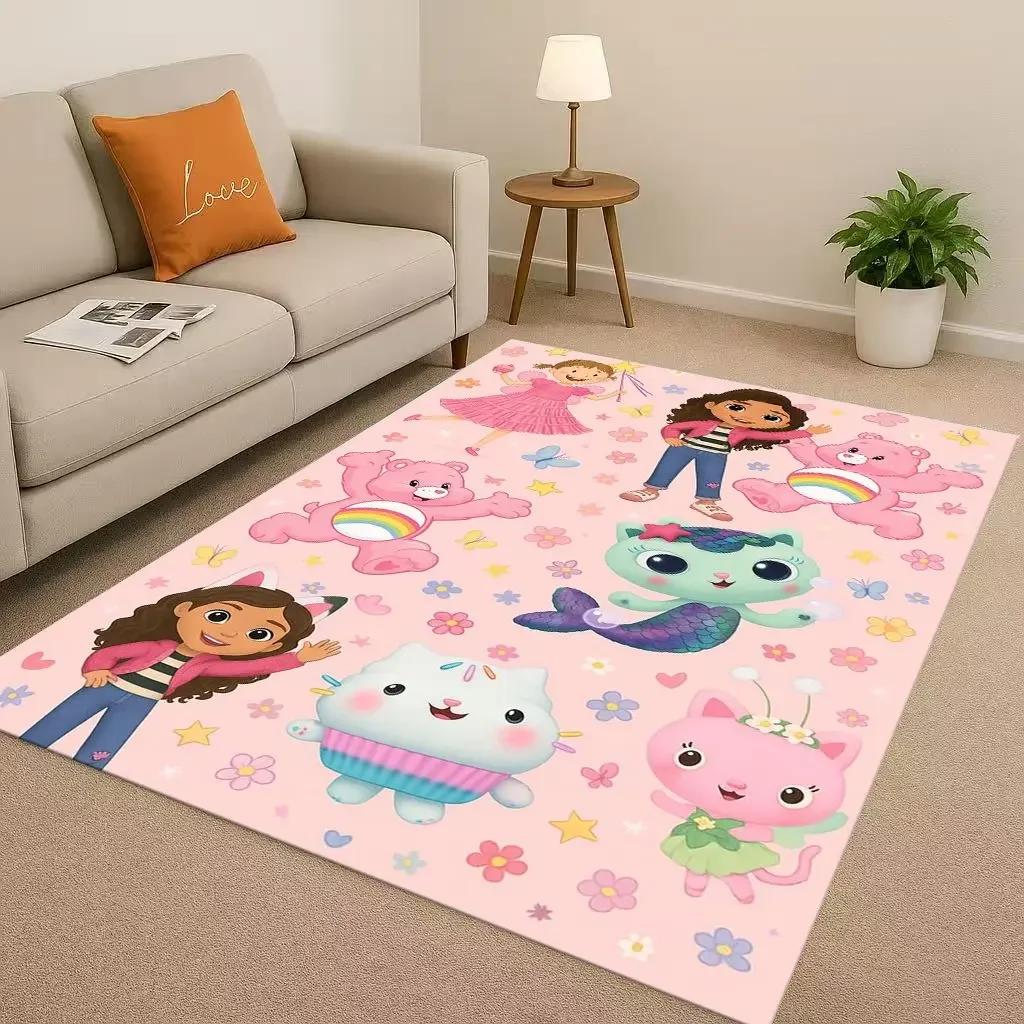 Tappeto Kawaii Casa delle Bambole di Gabby Cartone Animato Ragazza Soggiorno Area Antiscivolo Tappeto Morbido per Camera da Letto Sala Giochi e Divano, Zerbino Decorazione Casa