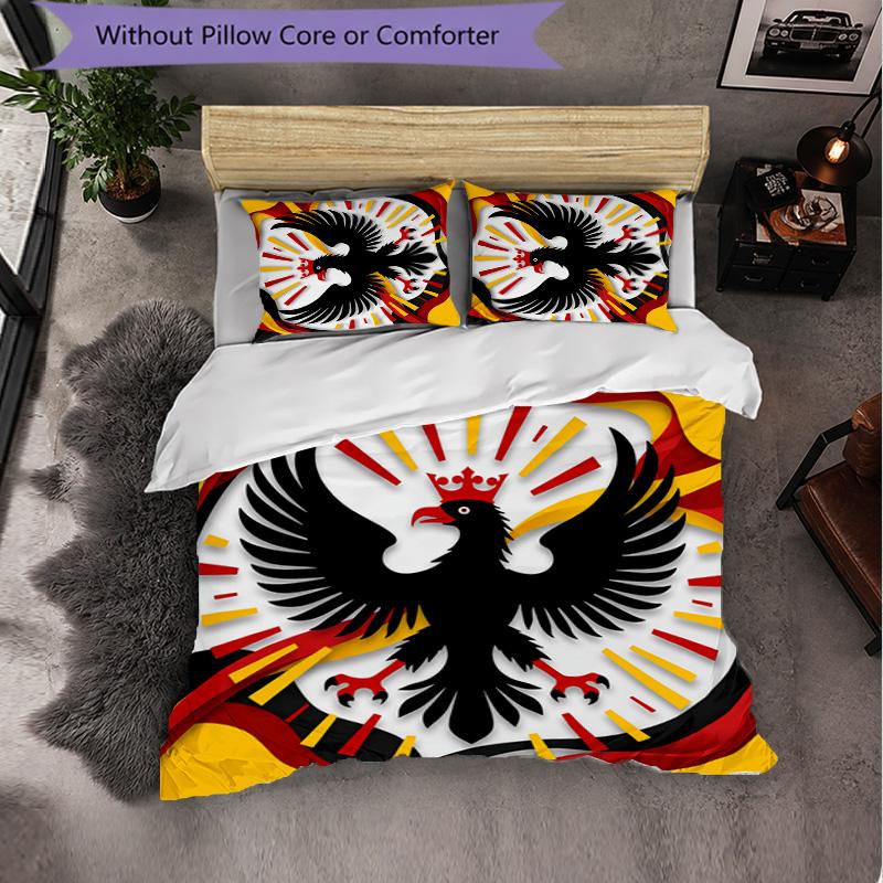Belgium Football Pattern 3 Pieces Bedding Set Soft Microfiber Duvet Cover with Pillow Cases for Bedroom