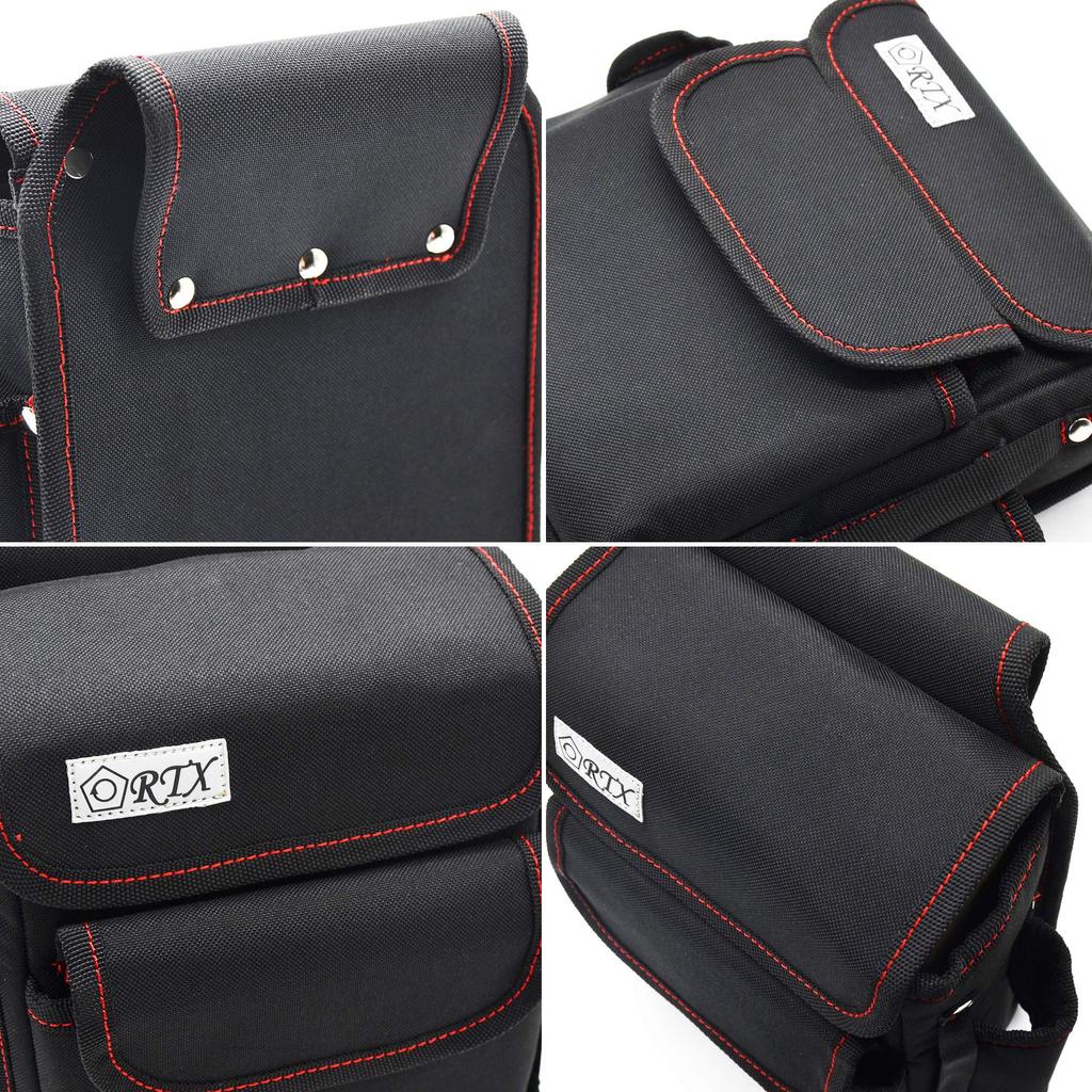 Elektriker-Hüfttasche, Nageltasche mit Deckel, Werkzeughalter, zweistöckig, mit Bandmaßhaken