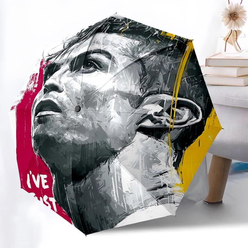 1pz Ombrello Pieghevole Automatico Ronaldo, Plastica e Ferro Durevoli, Leggero per Uso Quotidiano all'Aperto 013