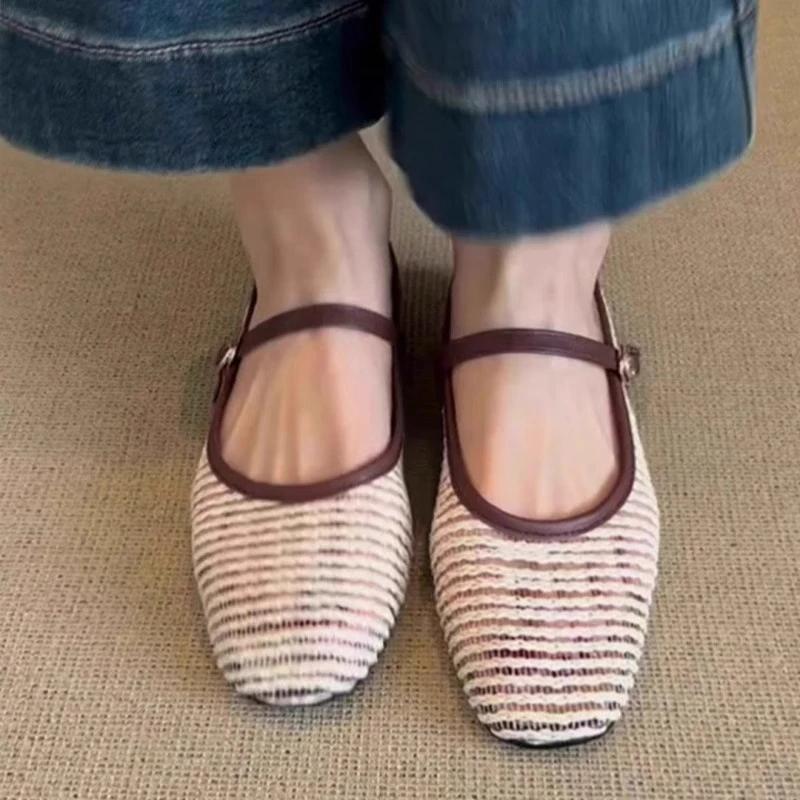 Fashion Ladies Shoes 2025 Hot Sale Shallow Women's Flats Fashion Buckle Strap Casual New Square Toe Light Best Seller Flat Low Heels