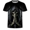 Fashion Men's Crew Neck Short Sleeve 3D Skull Color Printed Skull Short Sleeve Crew Neck T-Shirt