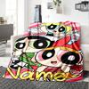 Custom Name Powerpuff Girls Adventure Flannel Blanket for Super Soft Cute Comfort Blanket for Travel Bedding Couch Sofa Blanket
