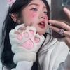 2026 Autumn Winter Kawaii Plush Cat Claw Paw Gloves Warm Soft Short Fingerless Fluffy Bear Mittens Costume Half Finger Gloves