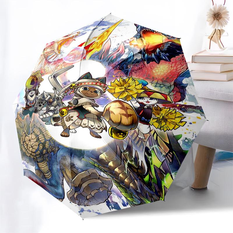 1pc Monster Hunter: Auto-Folding Umbrella with 3-Fold Design, 8-Bone Frame, Perfect for Outdoor Adventures, Festive Gifts, and Everyday Use!Y020