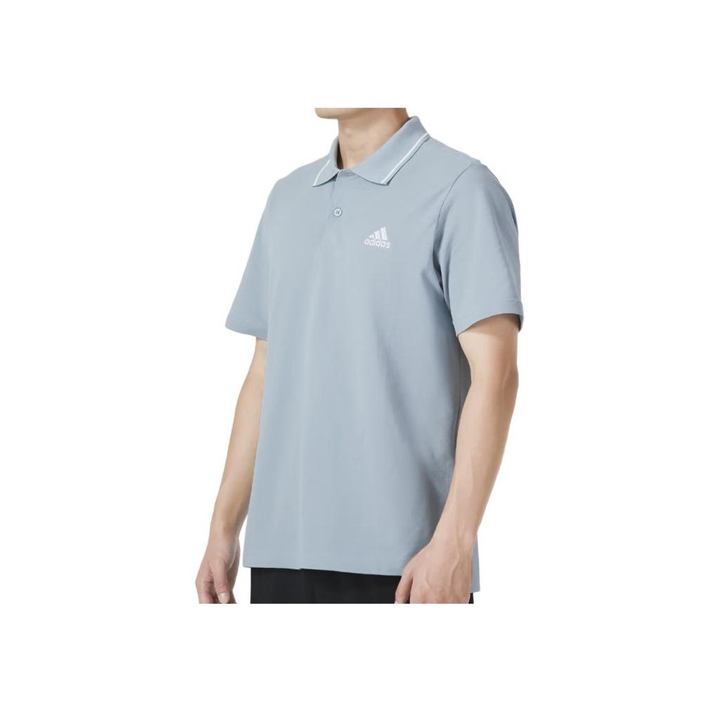 Adidas Casual Breathable Comfortable Short Sleeve Polo Shirt Men Tops Blue Gray IJ6108