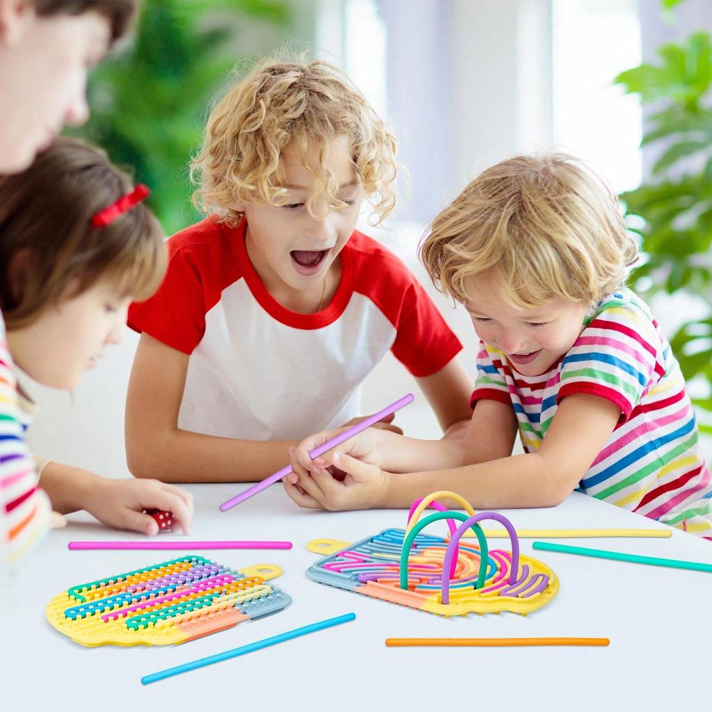 Fidget Toys For Kids 3+ And Adults For Calming, Stress Relief, Anxiety, Quiet, Sensory Activity Board Includes Portable Travel Bag And 12 Ropes