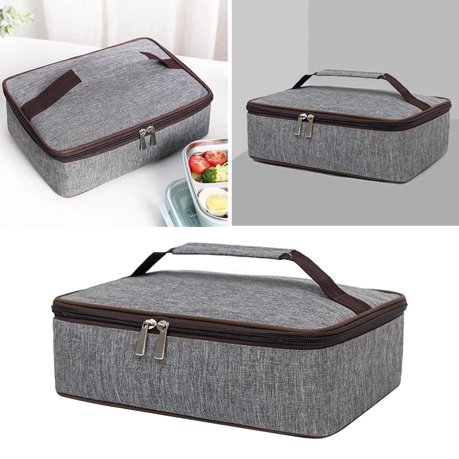 Double Zippered Portable Insulated Lunch Bag Cooler Lunch Box Bag for Women Men