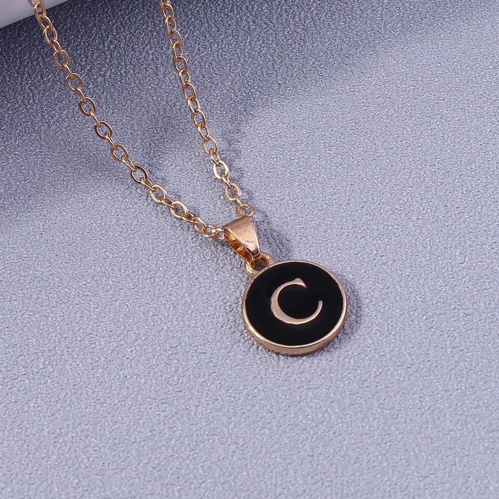 Fashion Enamel Initials Letter Pendant Necklace for Women Girls A-Z Alphabet Name Necklace Birthday Jewelry Gift