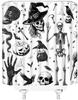 Happy Halloween Shower Curtain Gothic Skull Spooky Pumpkin Witchy Magic Witch Creepy Horror Skeleton Witchcraft Scary Cute