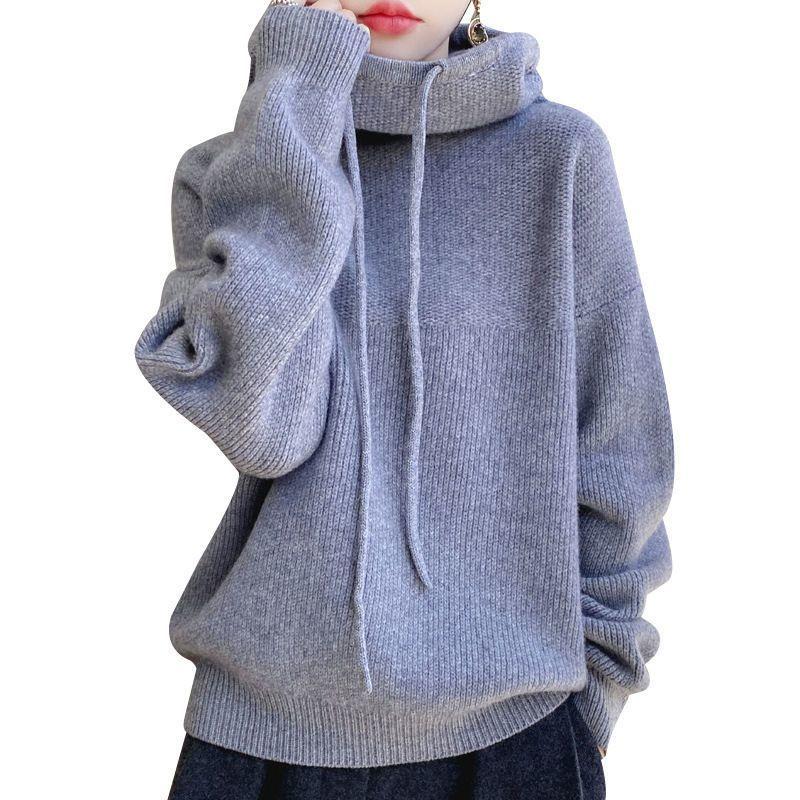 Herbst Winter Kaschmirpullover Damen Selbstkultivierung Halber Rollkragen Strickjacke Warmer Strickpullover Damen