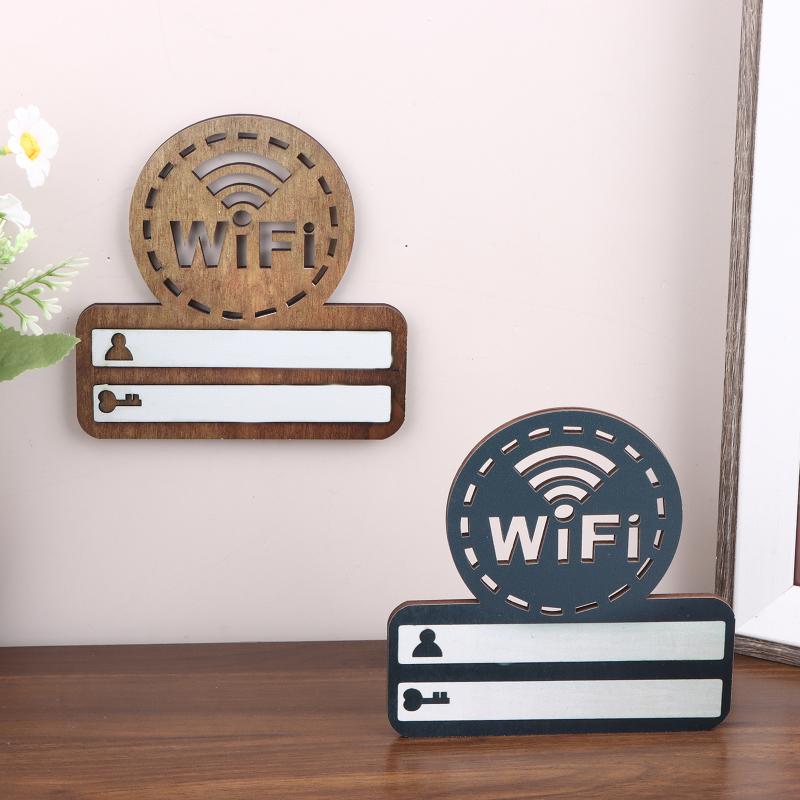 1Pc Rustic Wooden Wifi Password Sign Minimalist Durable Wall-Mounted Wireless Network Indicator Plaque Home Decoration