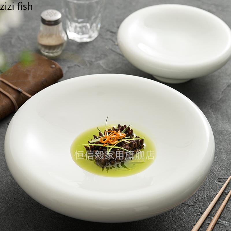 High Footed Ceramic Dining Plate Fruit Salad Bowl Sashimi Plate Serving Plates Dessert Bowl Sushi Plates Dim Sum Dish Snack Tray