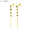 925 Silver Needle Long Chain Stud Earrings For Women Exquisite Zircon Geometric Tassel Pendant Earrings Luxury Jewelry