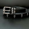 C First Layer Cowhide Engraved Roller Handmade 925 Sterling Silver Full Holy Sword Retro Punk Belt Waist