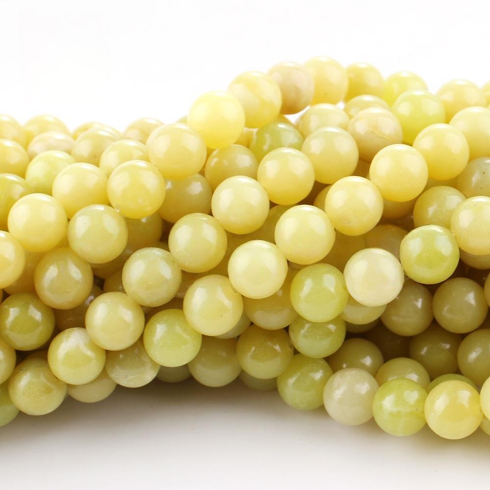 Pierre Jade Jaune Citron 4/6/8/10/12mm Perles Rouge Vert 15"Fil Lisses Perles d'Espacement Libres pour Fabrication de Bijoux Bracelets DIY Accessoires