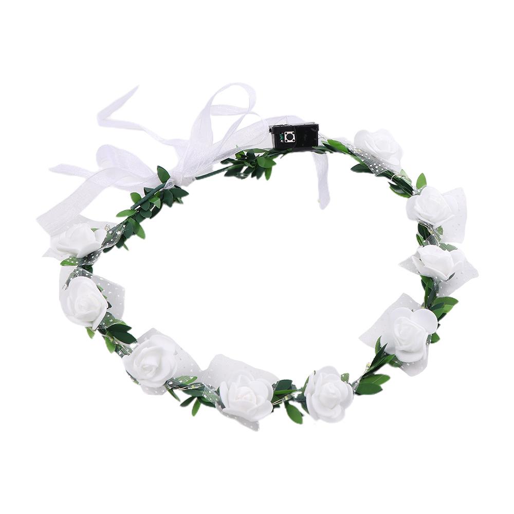 Schaumstoff Hochzeits Kopfschmuck Krone Blumen Stirnband Damen Kopfbedeckung LED Licht Girlande Kranz Dekoration
