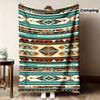 1pc Southwestern Tribal Geometric Striped Pattern Premium Flannel Fleece Blanket | Extra Large Oversized Plush Absorbent Lightwe