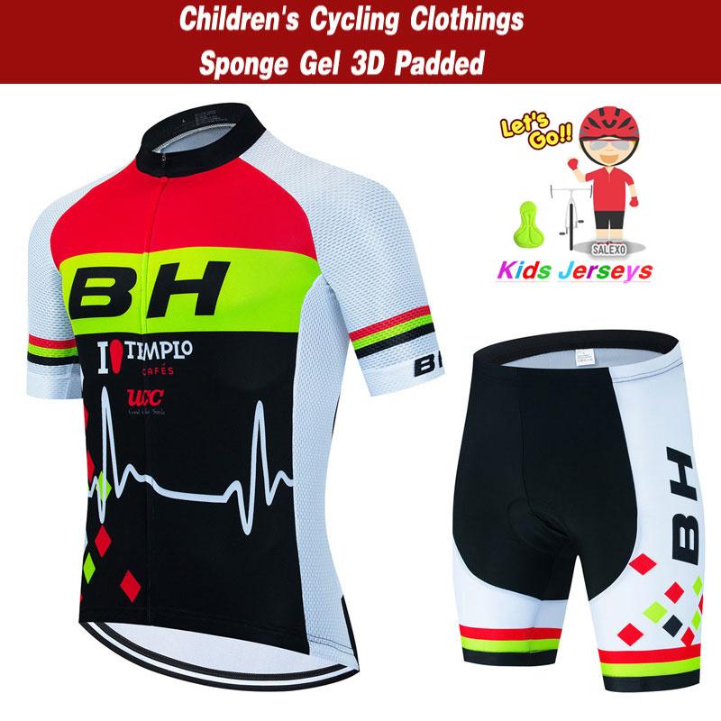 BH Kids Cycling Jersey Set Short Sleeve Children Bike Clothing Breathable Quick Dry Boys Summer Bicycle Wear Maillot Ciclismo