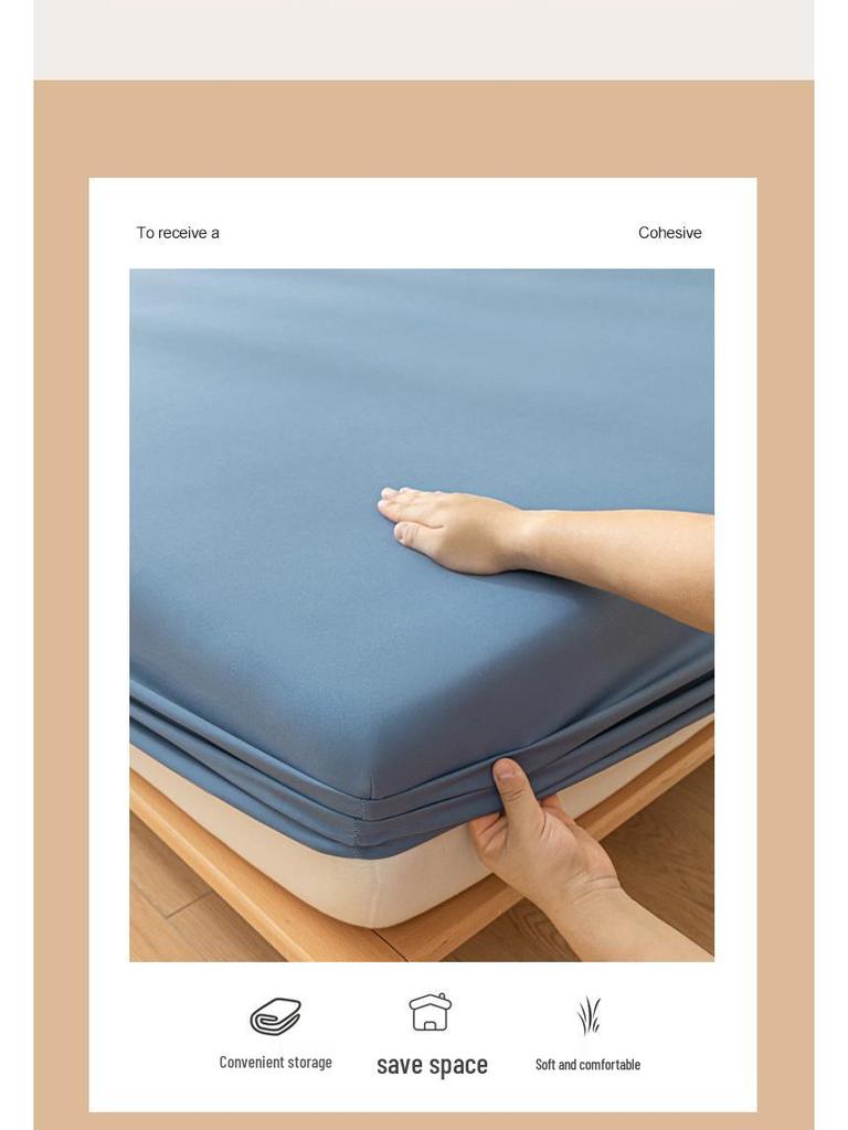 Solid Color Dustproof Fitted Sheet Set & Mattress Protector