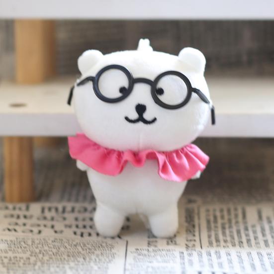 Puppenanhänger mit Brille Denkender Bär Puppe Schlüsselanhänger Anhänger Schultaschenzubehör Weicher Samt