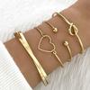 4pcs/set Stainless Steel Bracelets Vintage Men's  Woven Twist Texture Bangles for Women Jewelry Streetwear Goth Gifts