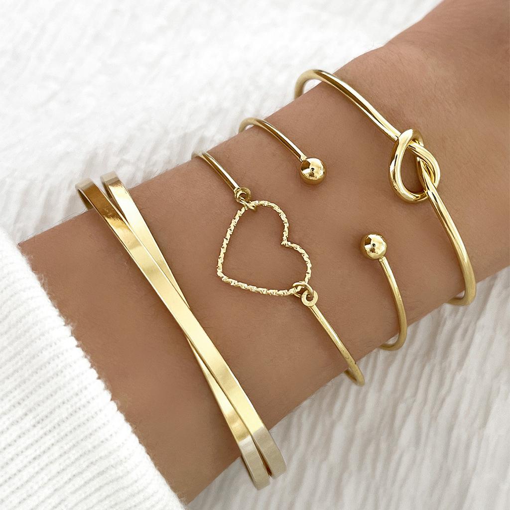 4pcs/set Stainless Steel Bracelets Vintage Men's  Woven Twist Texture Bangles for Women Jewelry Streetwear Goth Gifts