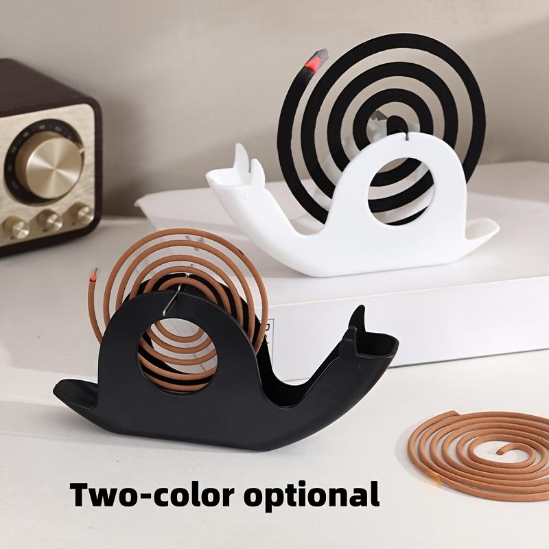 [Portable Mosquito Coil Holder] Portable 1pc Snail-Shaped Mosquito Coil Holder | Durable Plastic Incense Burner with Ash Tray, Large-Capacity