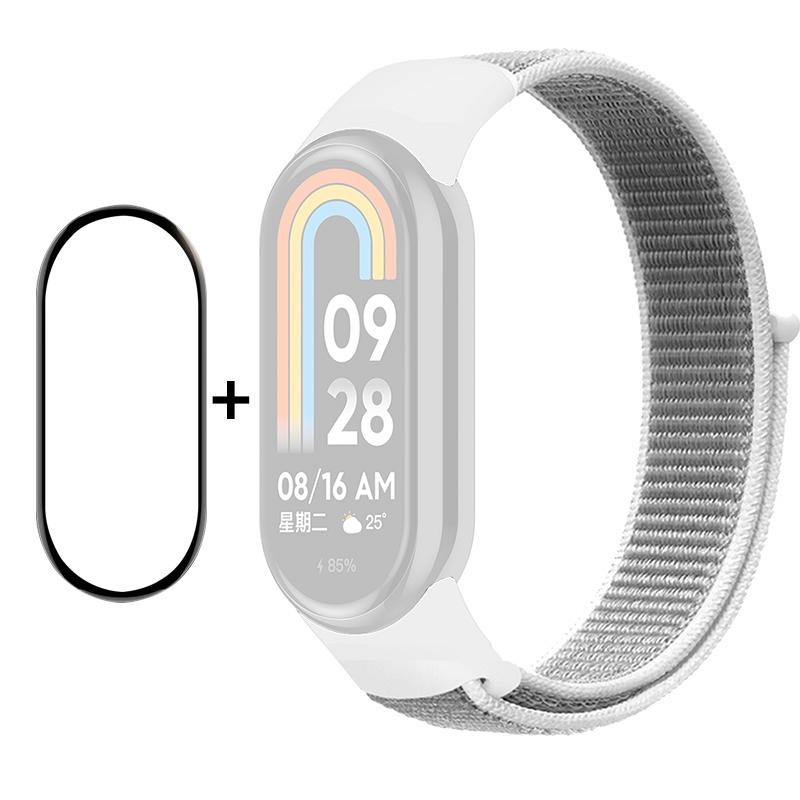 

ENKAY HAT-PRINCE For Xiaomi Smart Band 9 NFC/9/8 NFC/8 Nylon Watch Band with PMMA Screen Film White