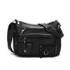 Soft Multiple Zip Pockets Shoulder Bag Retro Waterproof Crossbody Mommy Bag Simple Large Capacity PU Leather Crossbody Bag
