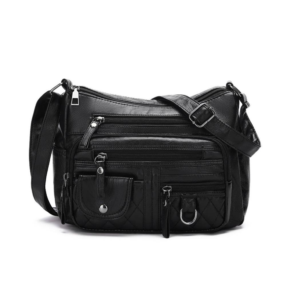 

Waterproof PU Leather Crossbody Bag Soft Shopping Messenger Tote Students чёрный