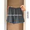 Miu Style Gray Balletcore Sporty Culottes: Wide-Leg Mini Skirt for Women, Summer A-Line Hot Pants, Loose Fit for Pear-Shaped Bodies.